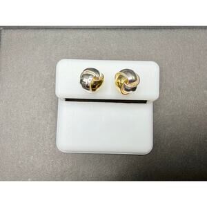 Sterling Silver Tri-Tone Love Knot Earrings – 14K Gold & Rhodium Finish – New